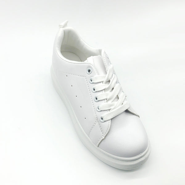 Plain White Laced up Trainers – Excite 