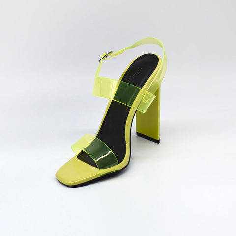 bright yellow block heels