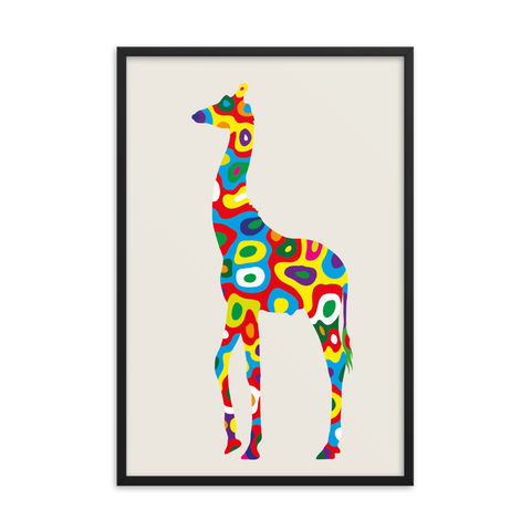 Tableau Déco Girafe Multicolore en Balade