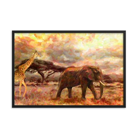 Tableau Déco Bébé Girafe Éléphant