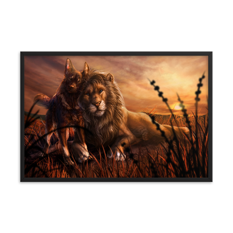 Tableau Déco Peinture Chien et Lion