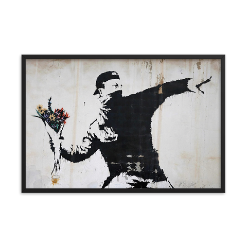 Tableau Déco Street Art Banksy Lanceur de Fleurs