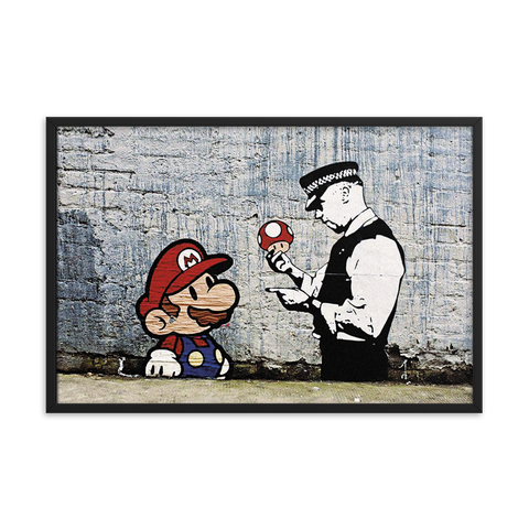 Tableau Déco Street Art Banksy Mario Champignon