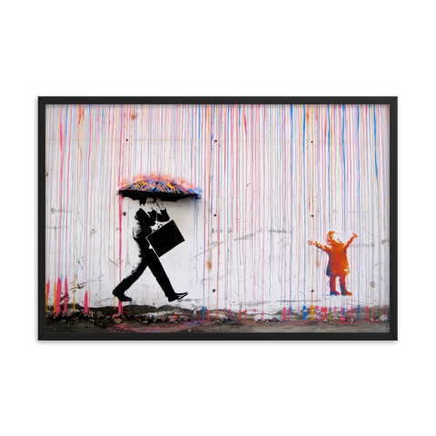 Tableau Déco Street Art Banksy Pluie de Couleurs