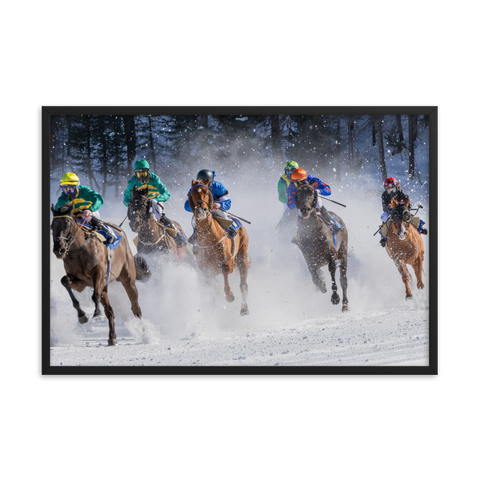 Tableau Déco Chevaux De Course d'Hiver