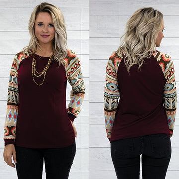 Aztec sleeve Maroon Top