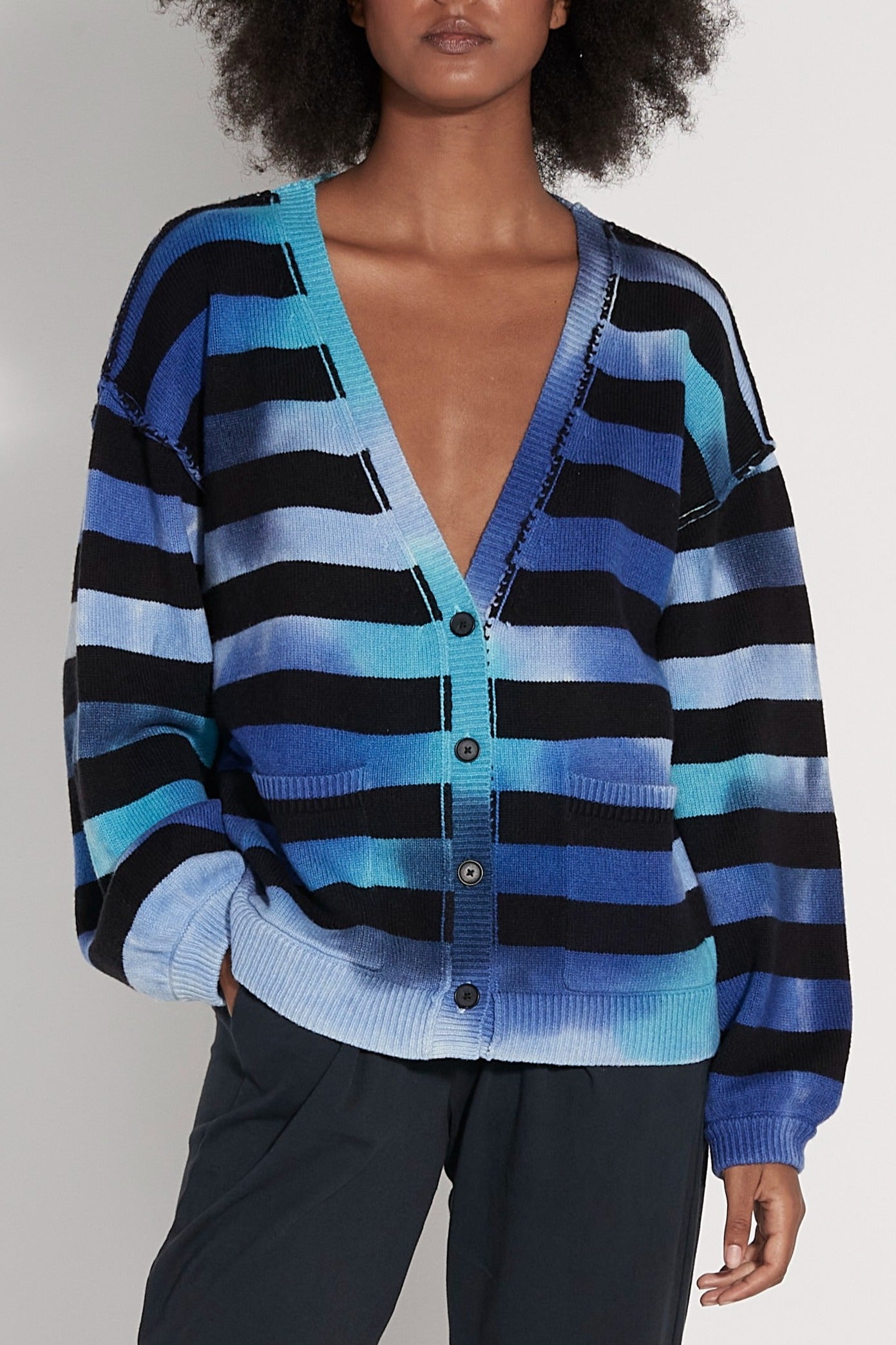 Indigo Stripe Tie Dye Viola Cardigan