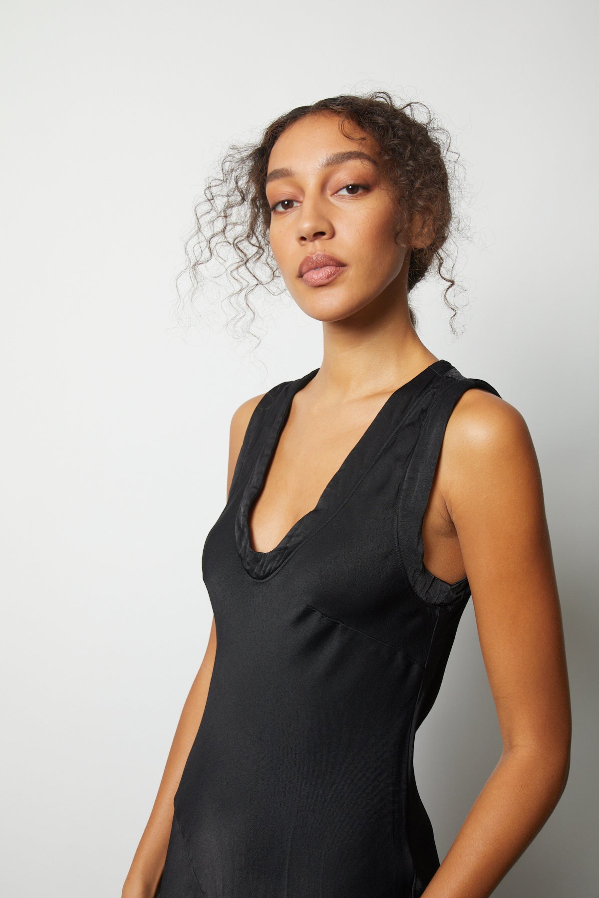 Black Washed Satin Kennedy Dress