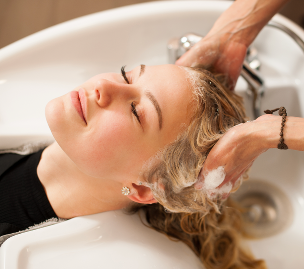 woman wash hair smile relaxing bar shampoo 