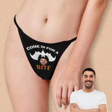 Custom Face Thongs Underwear for Women Personalized Come In For A Bite Women's G-String Panties