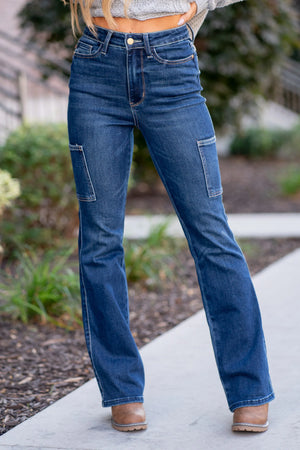 High Waist Cargo Bootcut Jeans Style 88872 - She Chester 