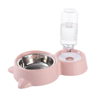 Gamelle Double Fonction Pour Chat Croquettes Et Eau A Disposition