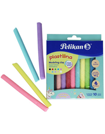 Plastilina, 10 colores pastel - Pelikan