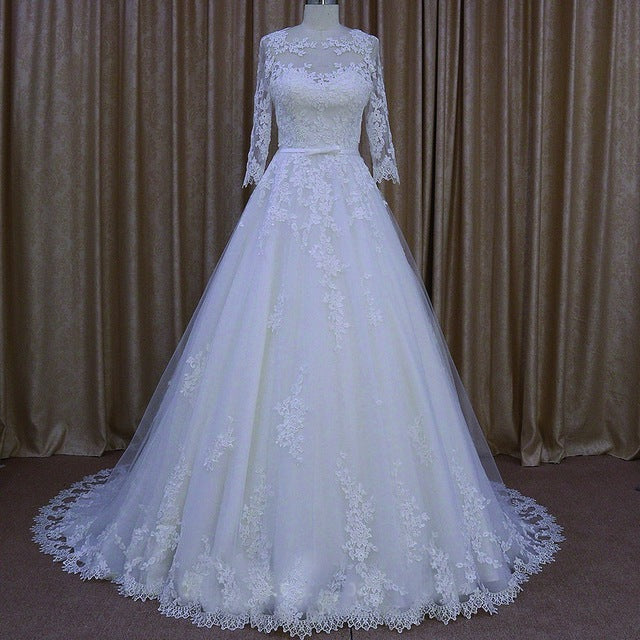 empire waist long sleeve wedding dress