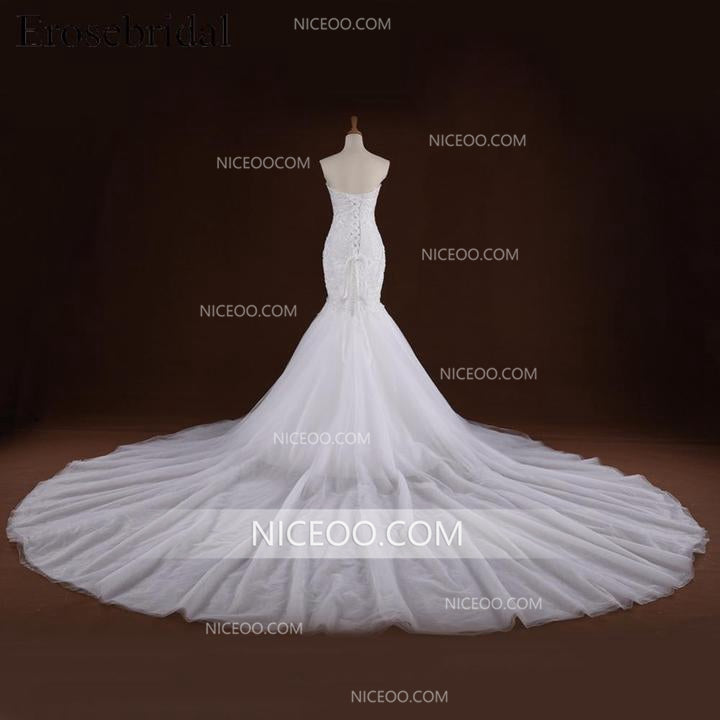 mermaid cathedral train wedding dress