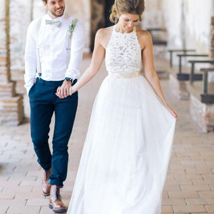 cheap halter wedding dresses