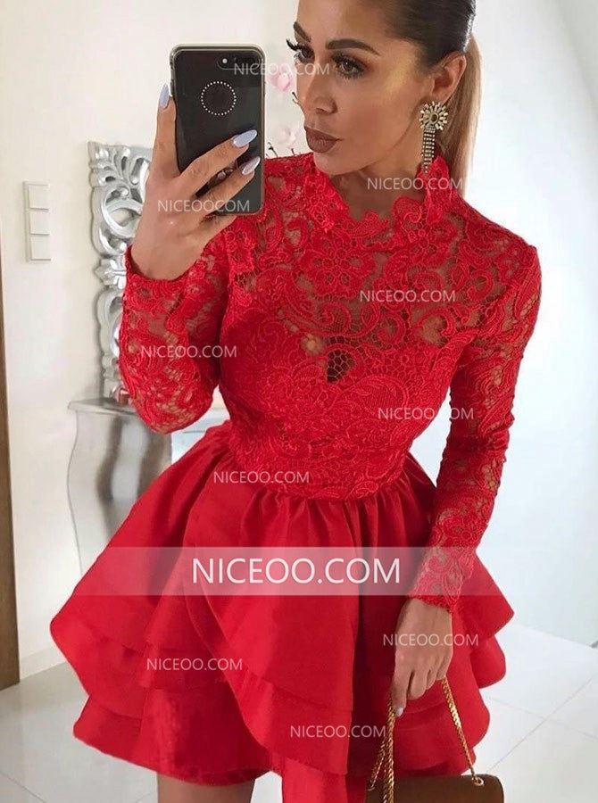 long sleeve cocktail gown