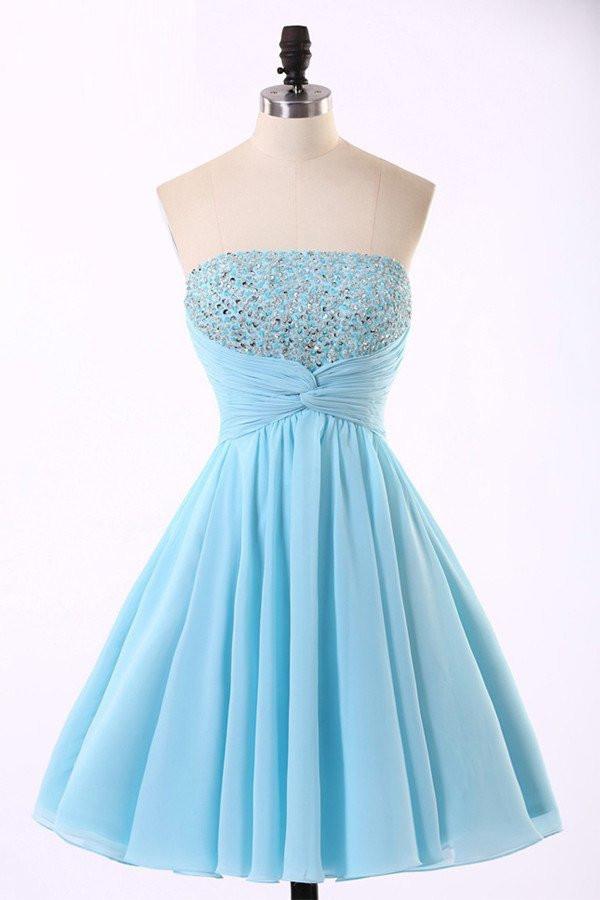 baby blue strapless dress