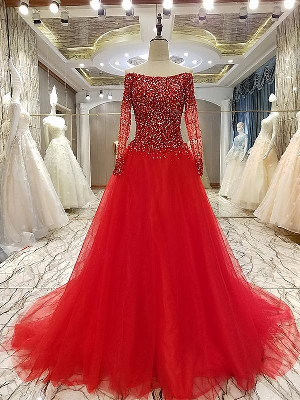 bride in red gown