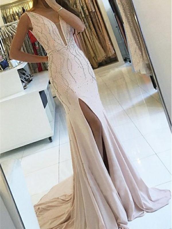 deep v mermaid dress