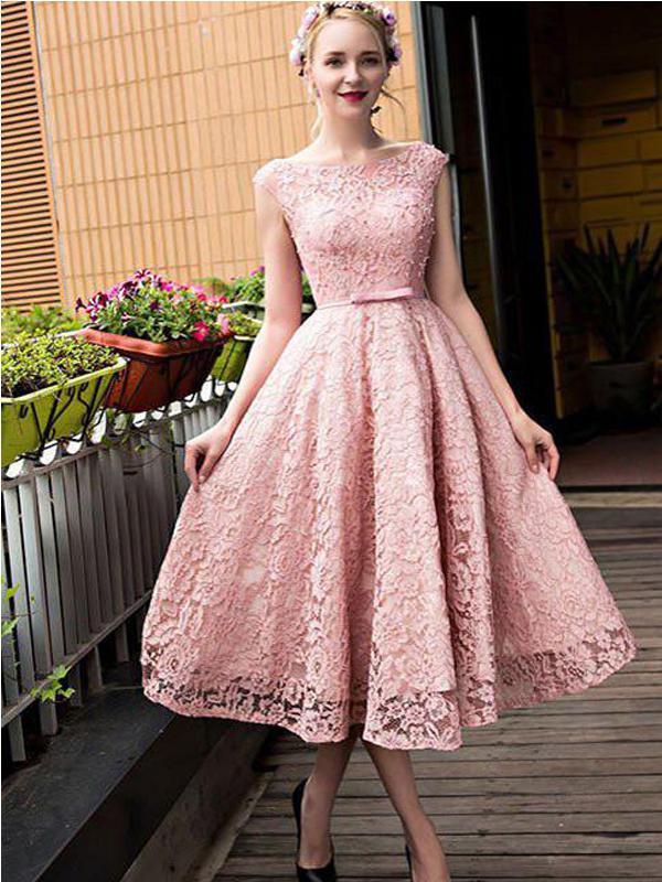 short sleeve tea length dress