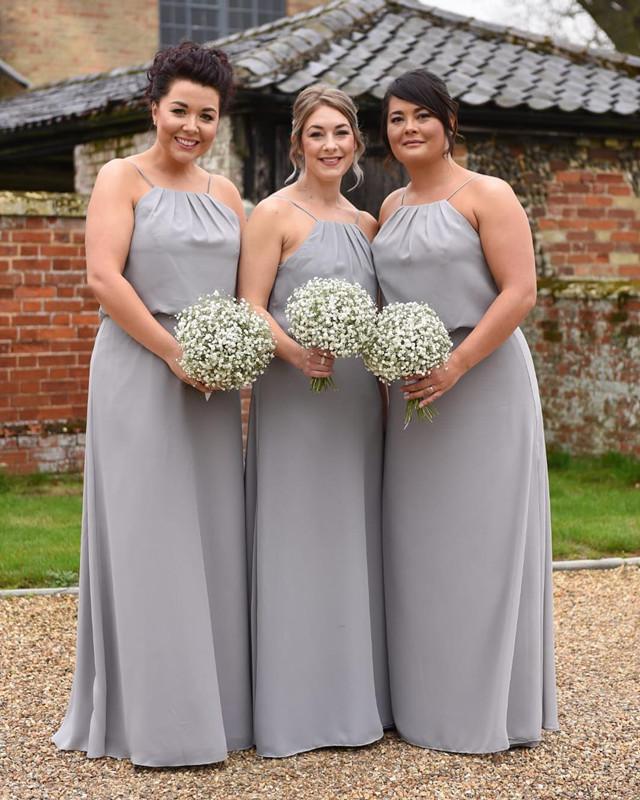 simple grey bridesmaid dress