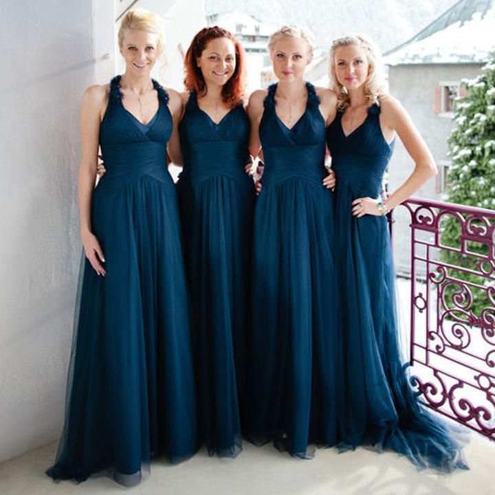 dark teal blue bridesmaid dresses