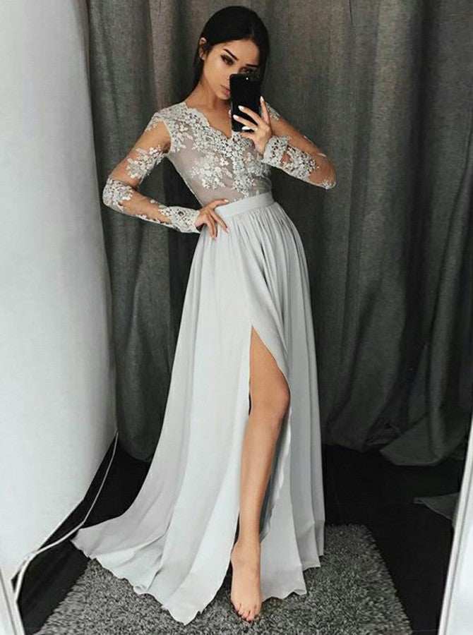 simple long sleeve prom dresses