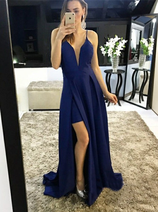 dark blue spaghetti strap dress