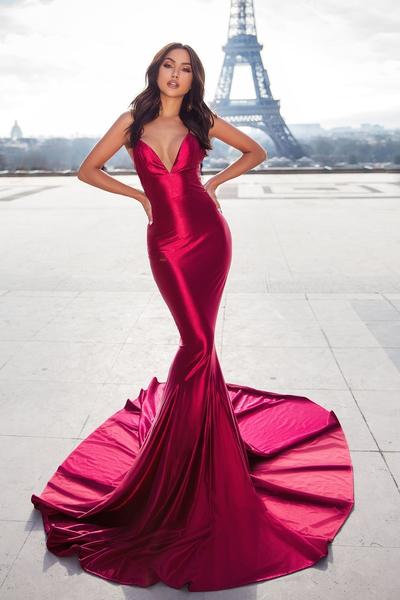 red mermaid style dress