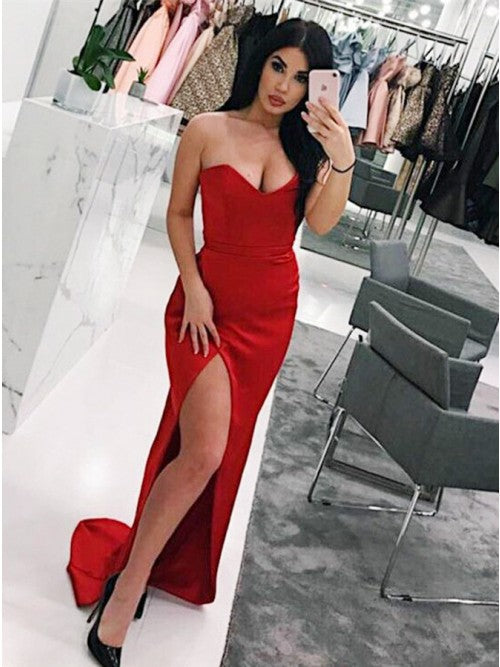red side split dress