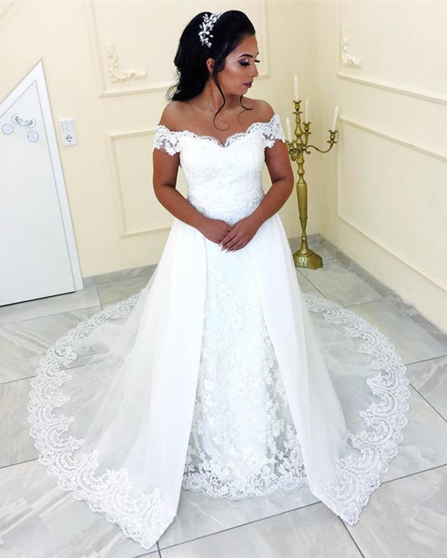 off shoulder sweetheart wedding dress