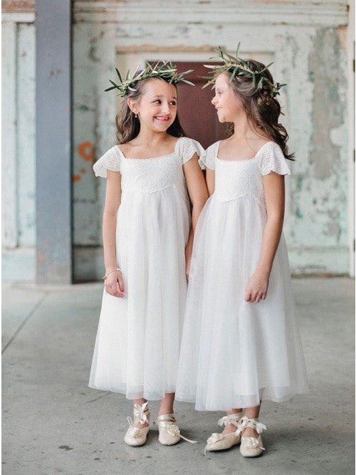 simple white flower girl dress