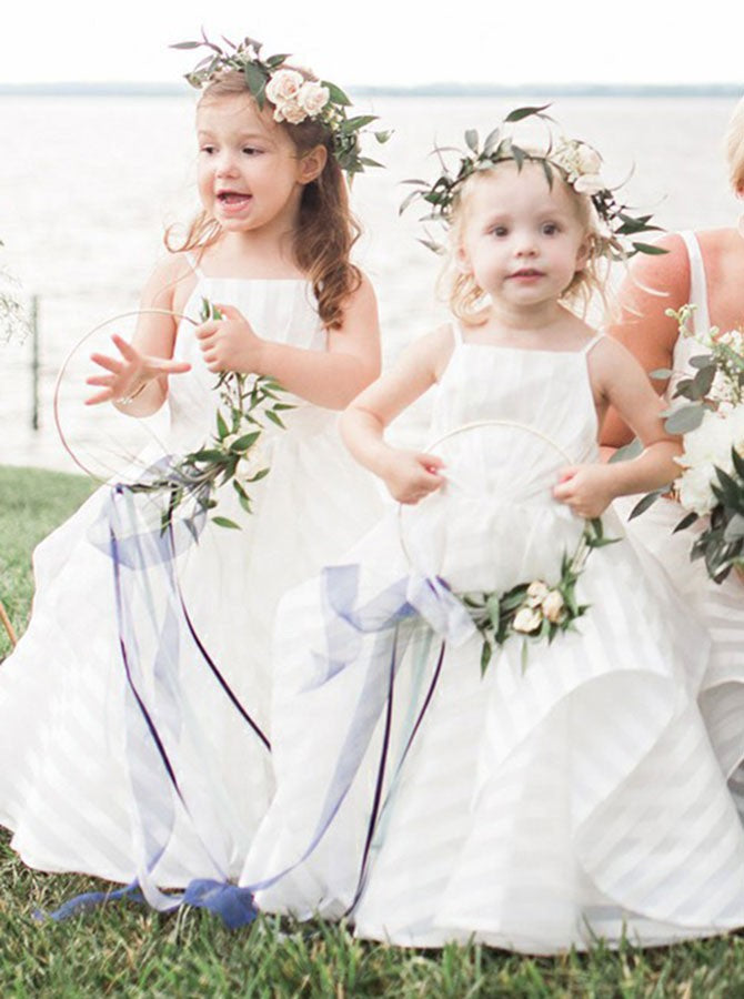 spaghetti strap flower girl dress