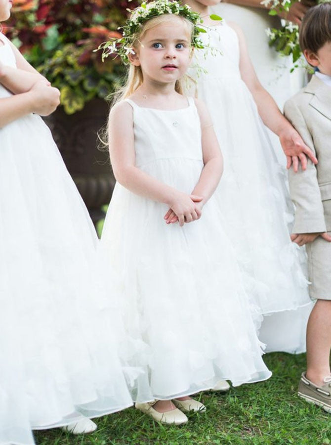 spaghetti strap tulle flower girl dress