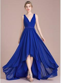 royal blue high low bridesmaid dresses