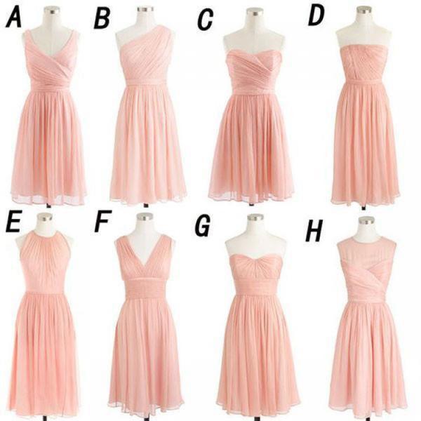 Cute Pink Eight Styles Sleeveless Mini Chiffon Bridesmaid Dresses