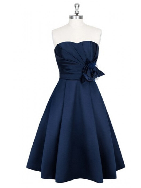 navy blue satin bridesmaid dresses