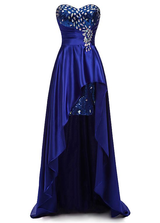 royal blue high low dress