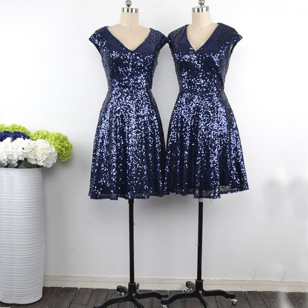navy blue sequin dress short