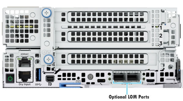 Image of the Optional LOM ports on the Dell XR8000 Node Server from Dell.