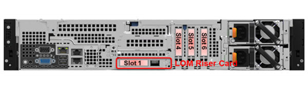 Image of the PCIe slots for Configuration A in the Dell R540 Rack Server.