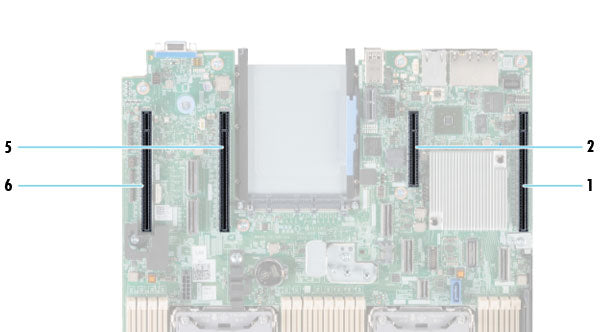 Image of the PCIe slots on the Dell R550 Rack Server