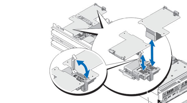 Image of the Mezzanine Slots on the Dell M620 Blade Server