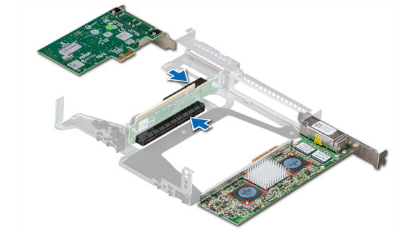 Image of the butterfly riser for the Dell R340 Rack Server