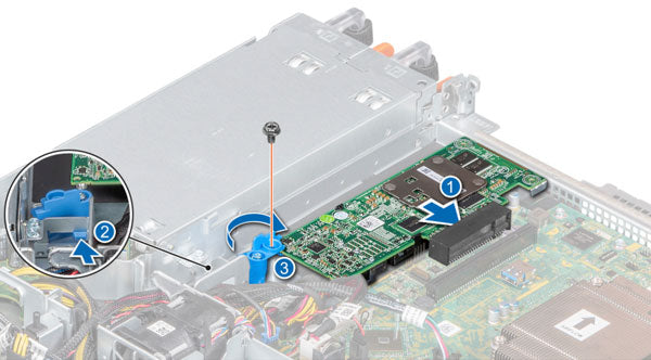 Image of the Storage Controller Placement in the Dell R340 Rack Server