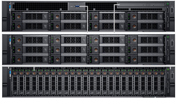 Image of the front Bays on the R7425 Dell Rack Server