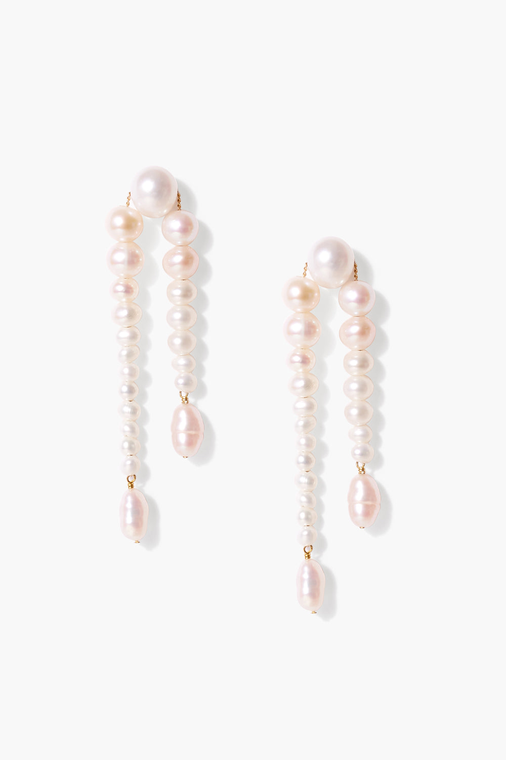 Chan Luu Four Tiered White Keshi Pearl Earrings Frank