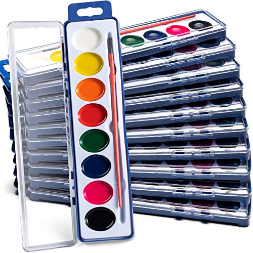  ArtCreativity Mini Paint Sets - Pack of 12 - Five Watercolors  in Tray with Brush - Crafts, Supplies, School, Party Favor, Kids' Prize :  Toys & Games