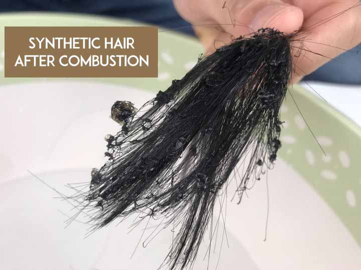 Combustion test of synthetic hair